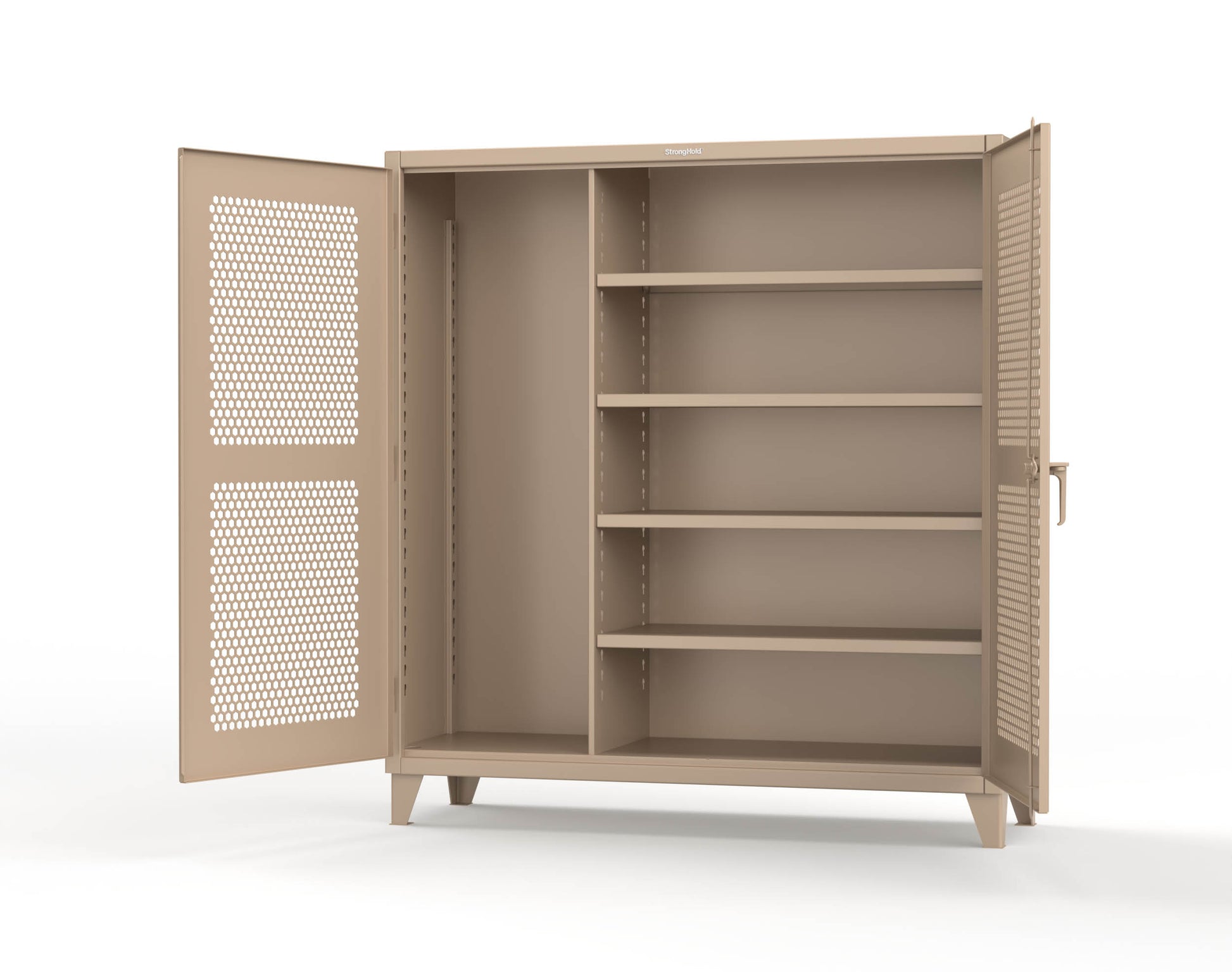 Extreme Duty 12 GA Ventilated (Hex) Janitorial Cabinet with 4 Shelves - 72 In. W x 24 In. D x 78 In. H - 66-H-BC-244-1019