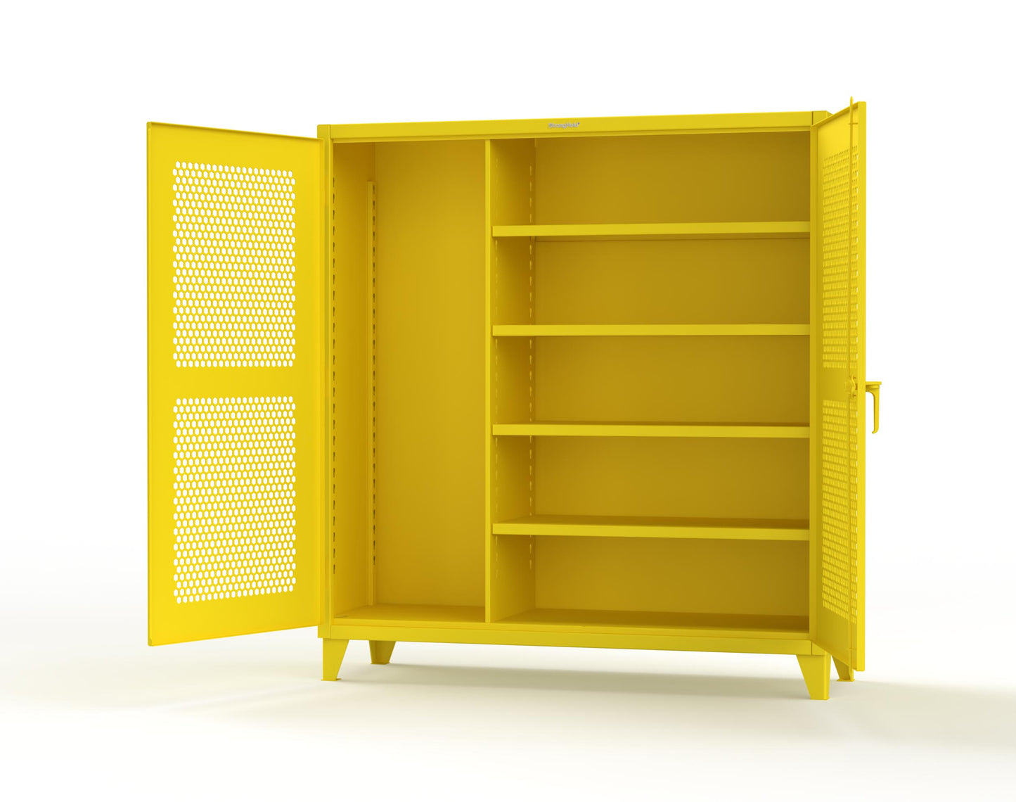 Extreme Duty 12 GA Ventilated (Hex) Janitorial Cabinet with 4 Shelves - 72 In. W x 24 In. D x 78 In. H - 66-H-BC-244-1021
