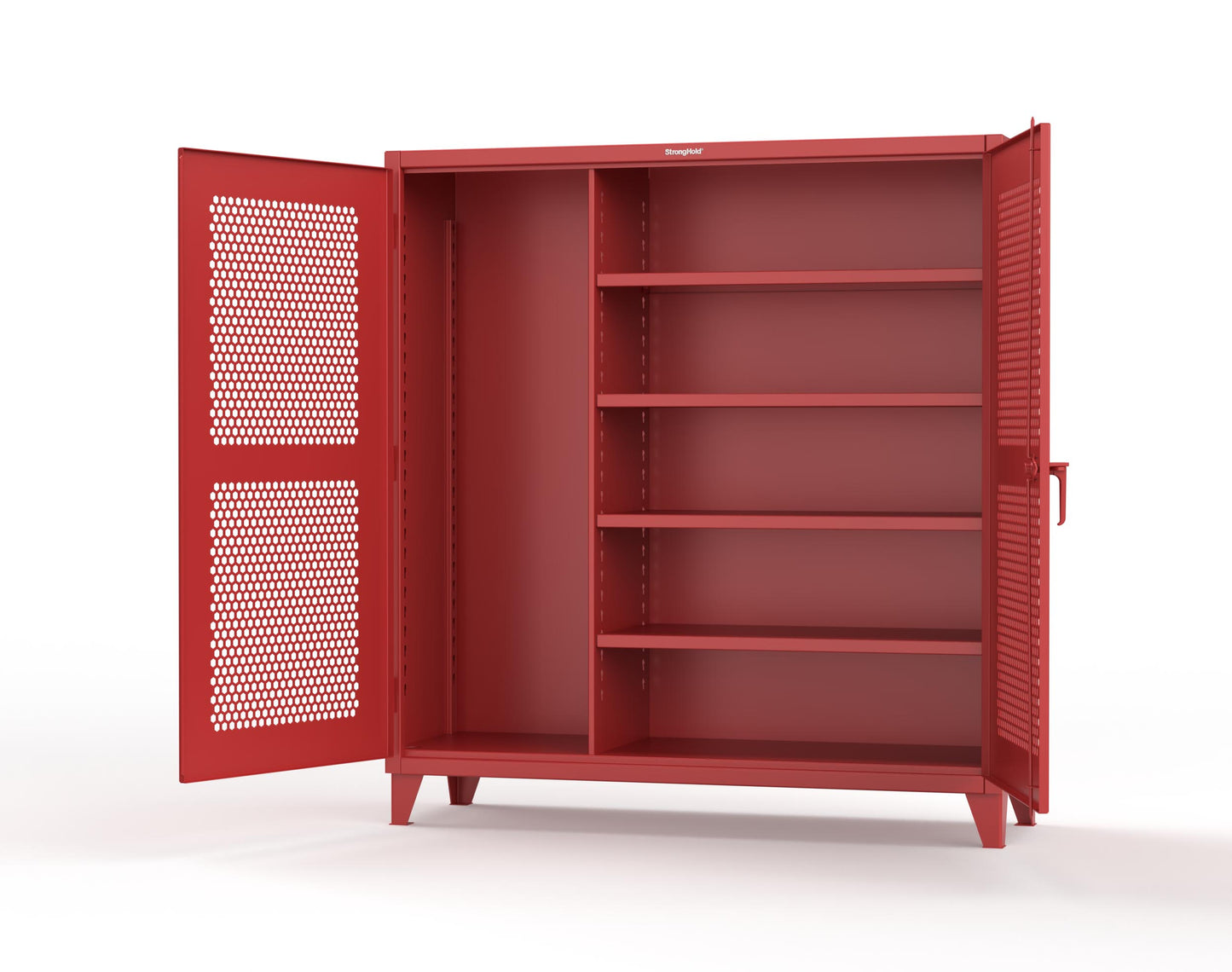 Extreme Duty 12 GA Ventilated (Hex) Janitorial Cabinet with 4 Shelves - 72 In. W x 24 In. D x 78 In. H - 66-H-BC-244-3001