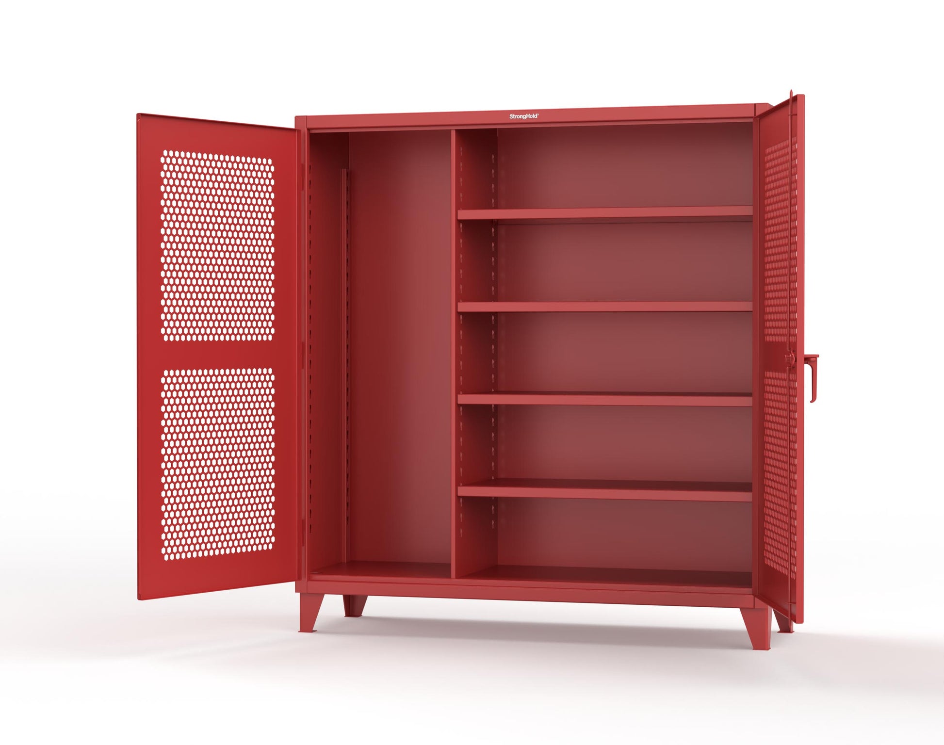 Extreme Duty 12 GA Ventilated (Hex) Janitorial Cabinet with 4 Shelves - 72 In. W x 24 In. D x 78 In. H - 66-H-BC-244-3001