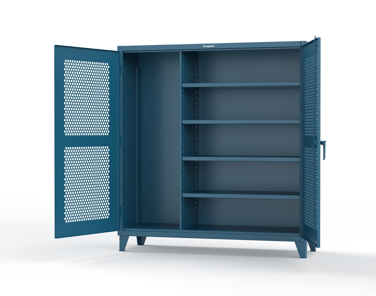 Extreme Duty 12 GA Ventilated (Hex) Janitorial Cabinet with 4 Shelves - 72 In. W x 24 In. D x 78 In. H - 66-H-BC-244-5001