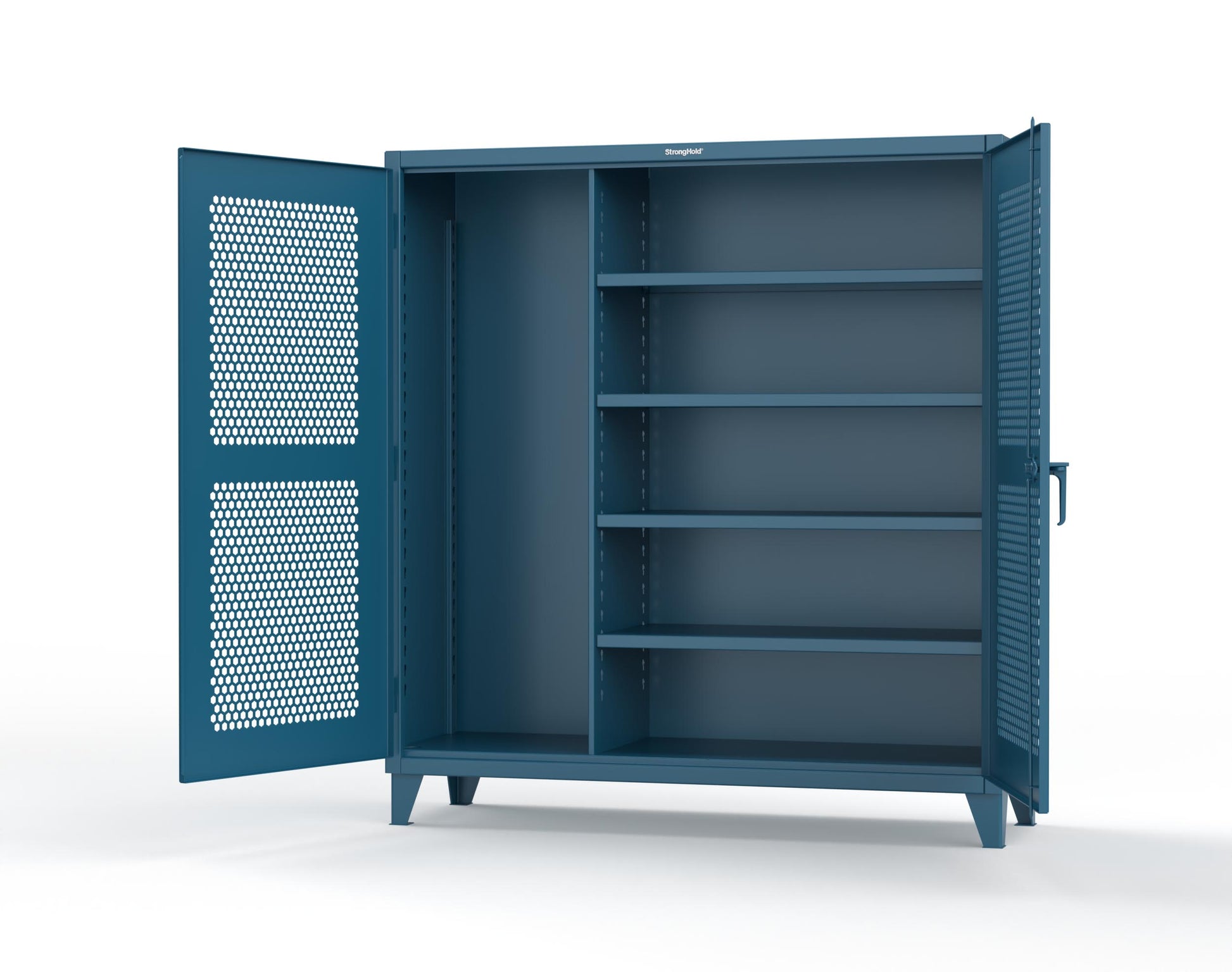 Extreme Duty 12 GA Ventilated (Hex) Janitorial Cabinet with 4 Shelves - 72 In. W x 24 In. D x 78 In. H - 66-H-BC-244-5001