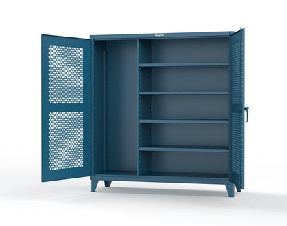 Extreme Duty 12 GA Ventilated (Hex) Janitorial Cabinet with 4 Shelves - 72 In. W x 24 In. D x 78 In. H - 66-H-BC-244-5001
