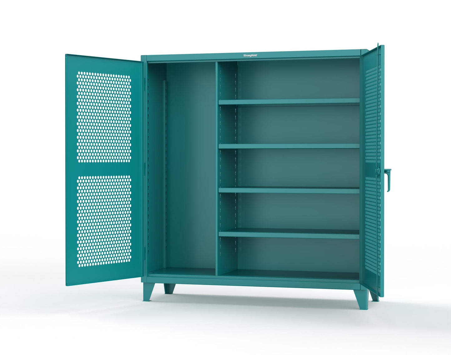 Extreme Duty 12 GA Ventilated (Hex) Janitorial Cabinet with 4 Shelves - 72 In. W x 24 In. D x 78 In. H - 66-H-BC-244-5021