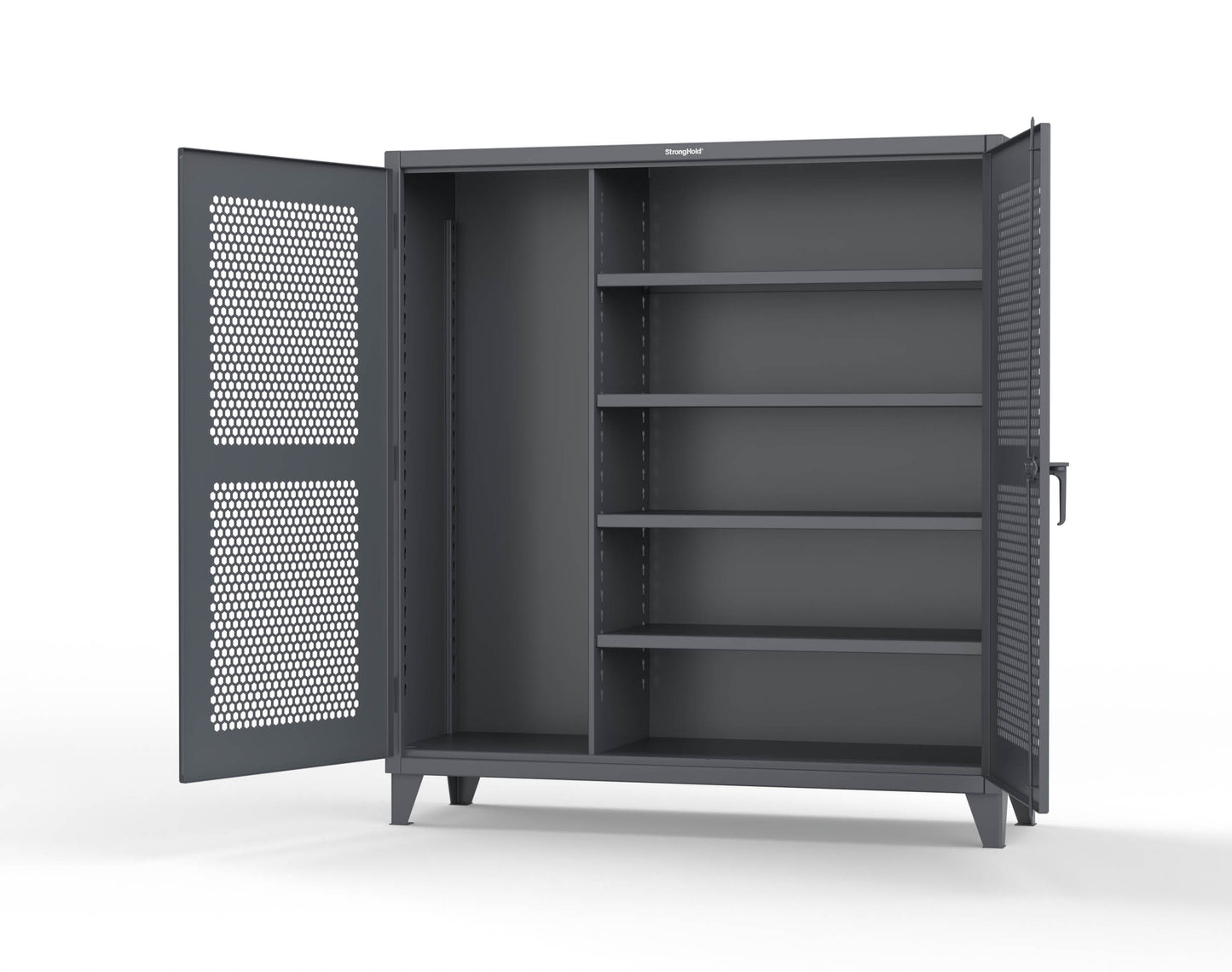 Extreme Duty 12 GA Ventilated (Hex) Janitorial Cabinet with 4 Shelves - 72 In. W x 24 In. D x 78 In. H - 66-H-BC-244-7024