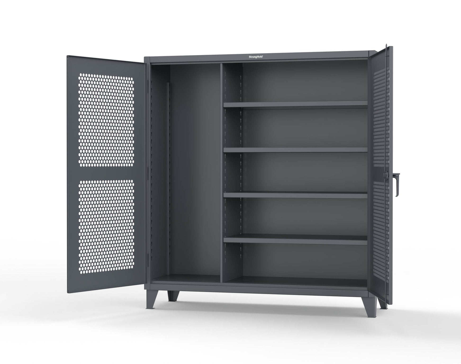 Extreme Duty 12 GA Ventilated (Hex) Janitorial Cabinet with 4 Shelves - 72 In. W x 24 In. D x 78 In. H - 66-H-BC-244-7024