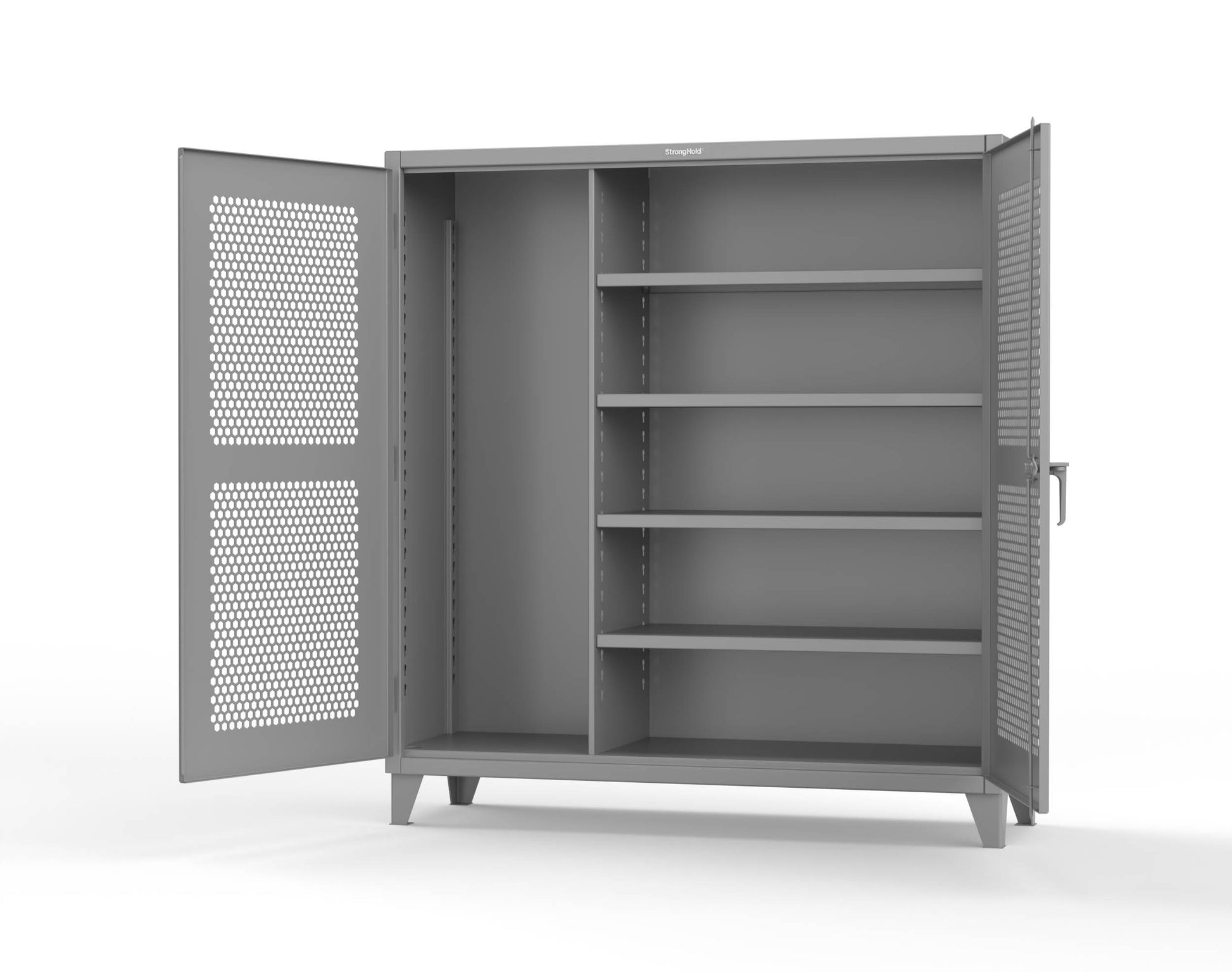 Extreme Duty 12 GA Ventilated (Hex) Janitorial Cabinet with 4 Shelves - 72 In. W x 24 In. D x 78 In. H - 66-H-BC-244-7037