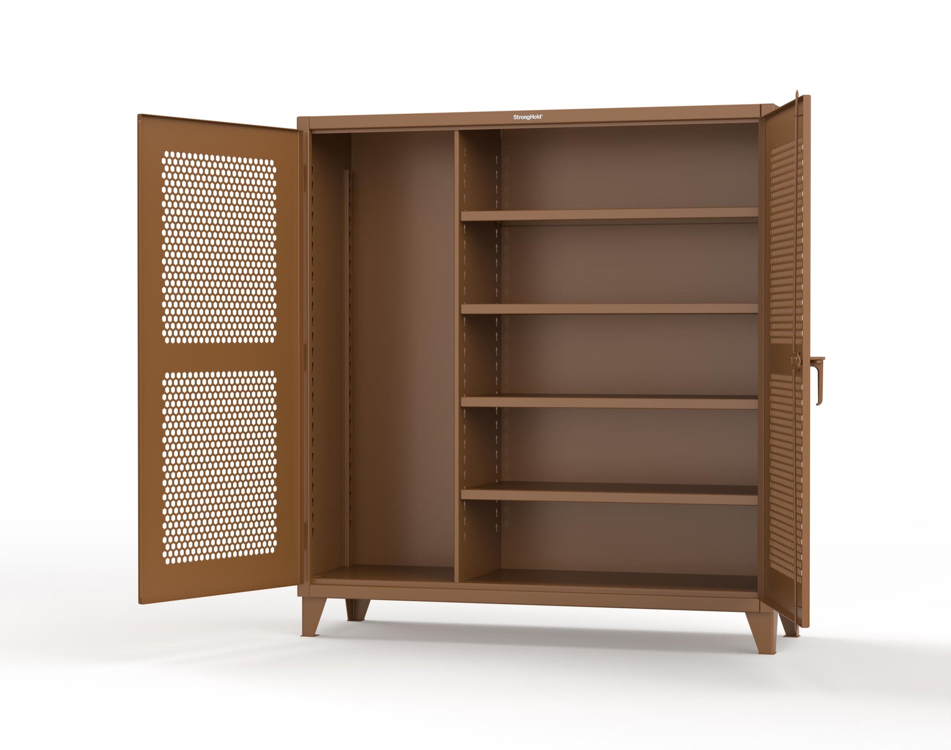 Extreme Duty 12 GA Ventilated (Hex) Janitorial Cabinet with 4 Shelves - 72 In. W x 24 In. D x 78 In. H - 66-H-BC-244-8008