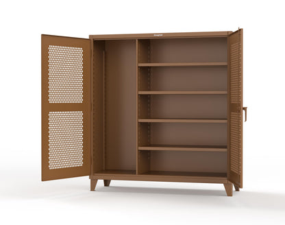 Extreme Duty 12 GA Ventilated (Hex) Janitorial Cabinet with 4 Shelves - 72 In. W x 24 In. D x 78 In. H - 66-H-BC-244-8008