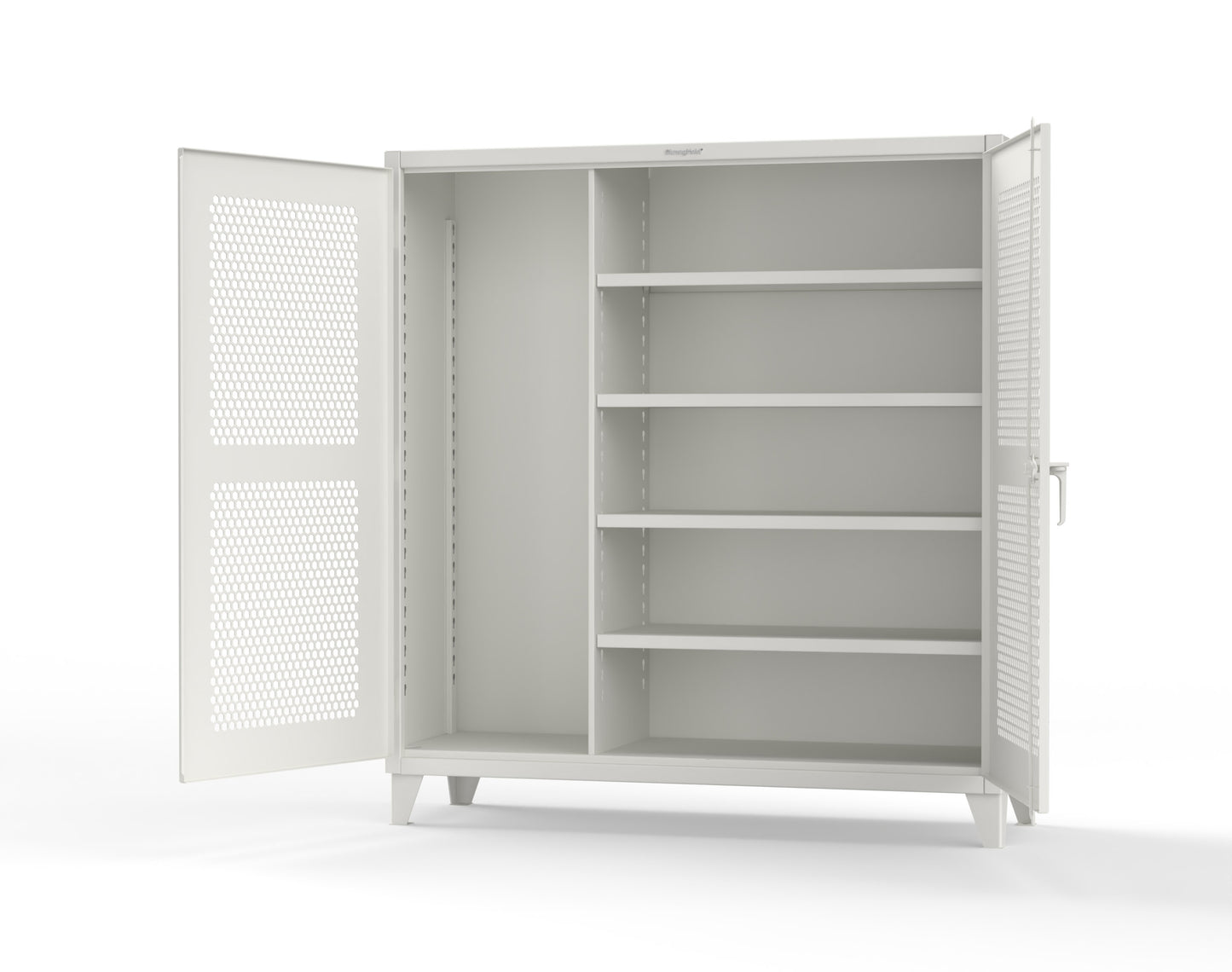 Extreme Duty 12 GA Ventilated (Hex) Janitorial Cabinet with 4 Shelves - 72 In. W x 24 In. D x 78 In. H - 66-H-BC-244-9003