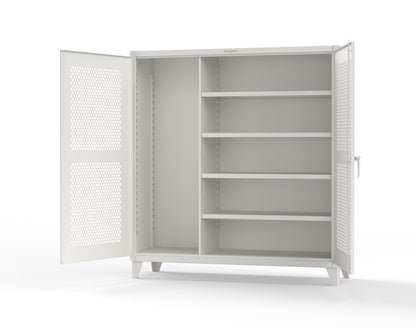 Extreme Duty 12 GA Ventilated (Hex) Janitorial Cabinet with 4 Shelves - 72 In. W x 24 In. D x 78 In. H - 66-H-BC-244-9003