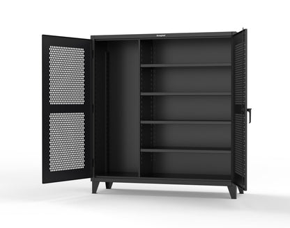 Extreme Duty 12 GA Ventilated (Hex) Janitorial Cabinet with 4 Shelves - 72 In. W x 24 In. D x 78 In. H - 66-H-BC-244-9005