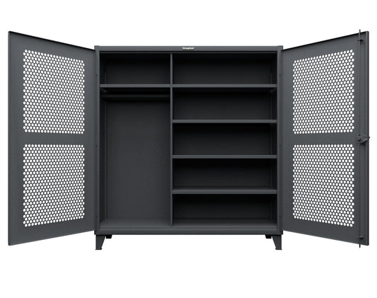 Extreme Duty 12 GA Ventilated (Hex) Uniform Cabinet with 5 Shelves - 72 In. W x 24 In. D x 78 In. H