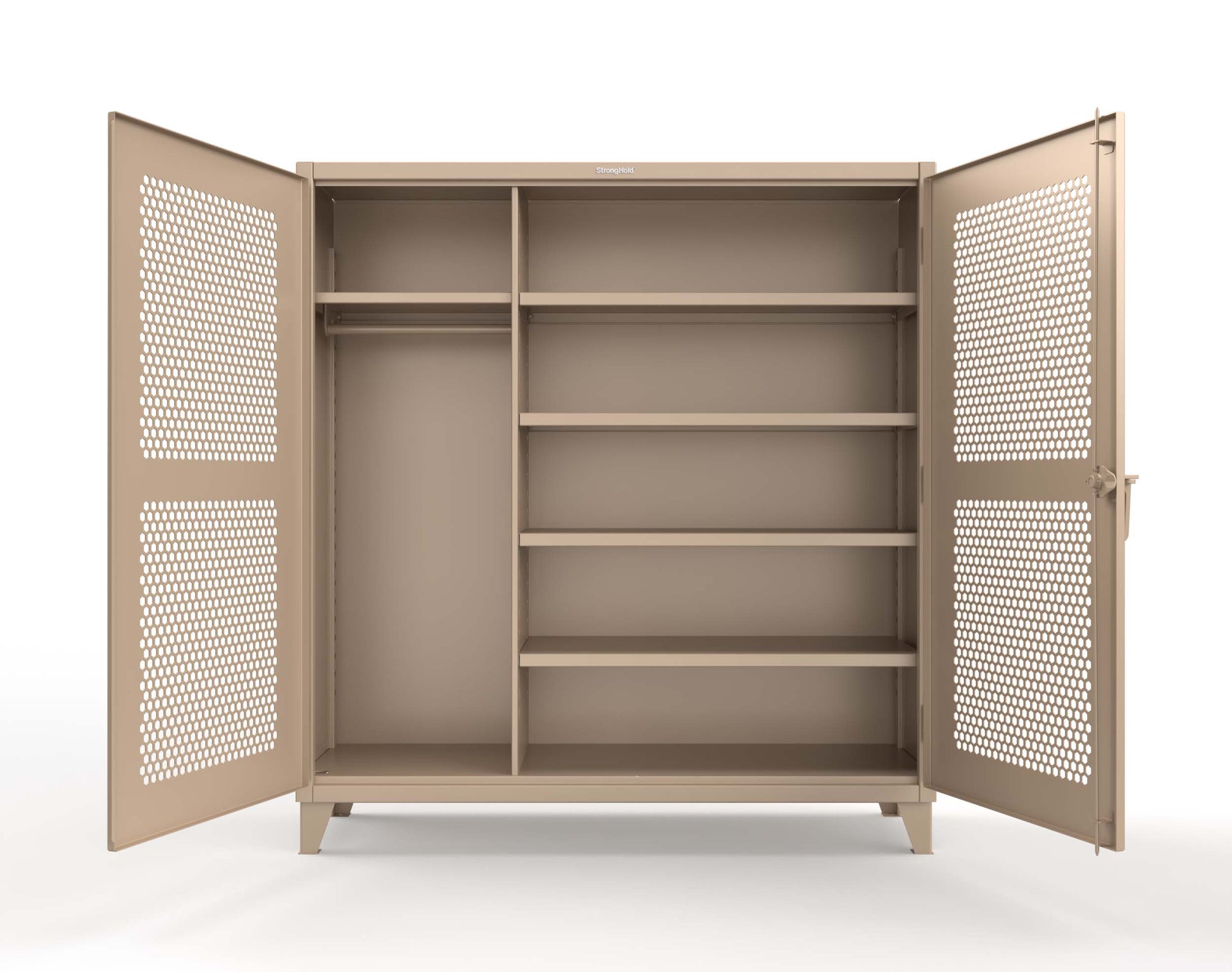 Extreme Duty 12 GA Ventilated (Hex) Uniform Cabinet with 5 Shelves - 72 In. W x 24 In. D x 78 In. H - 66-H-W-245-1019