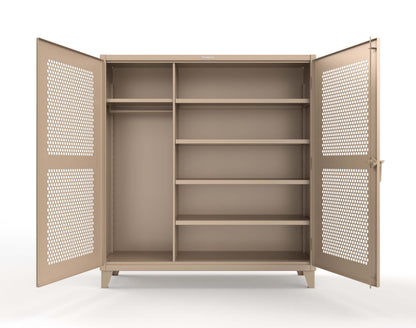 Extreme Duty 12 GA Ventilated (Hex) Uniform Cabinet with 5 Shelves - 72 In. W x 24 In. D x 78 In. H - 66-H-W-245-1019