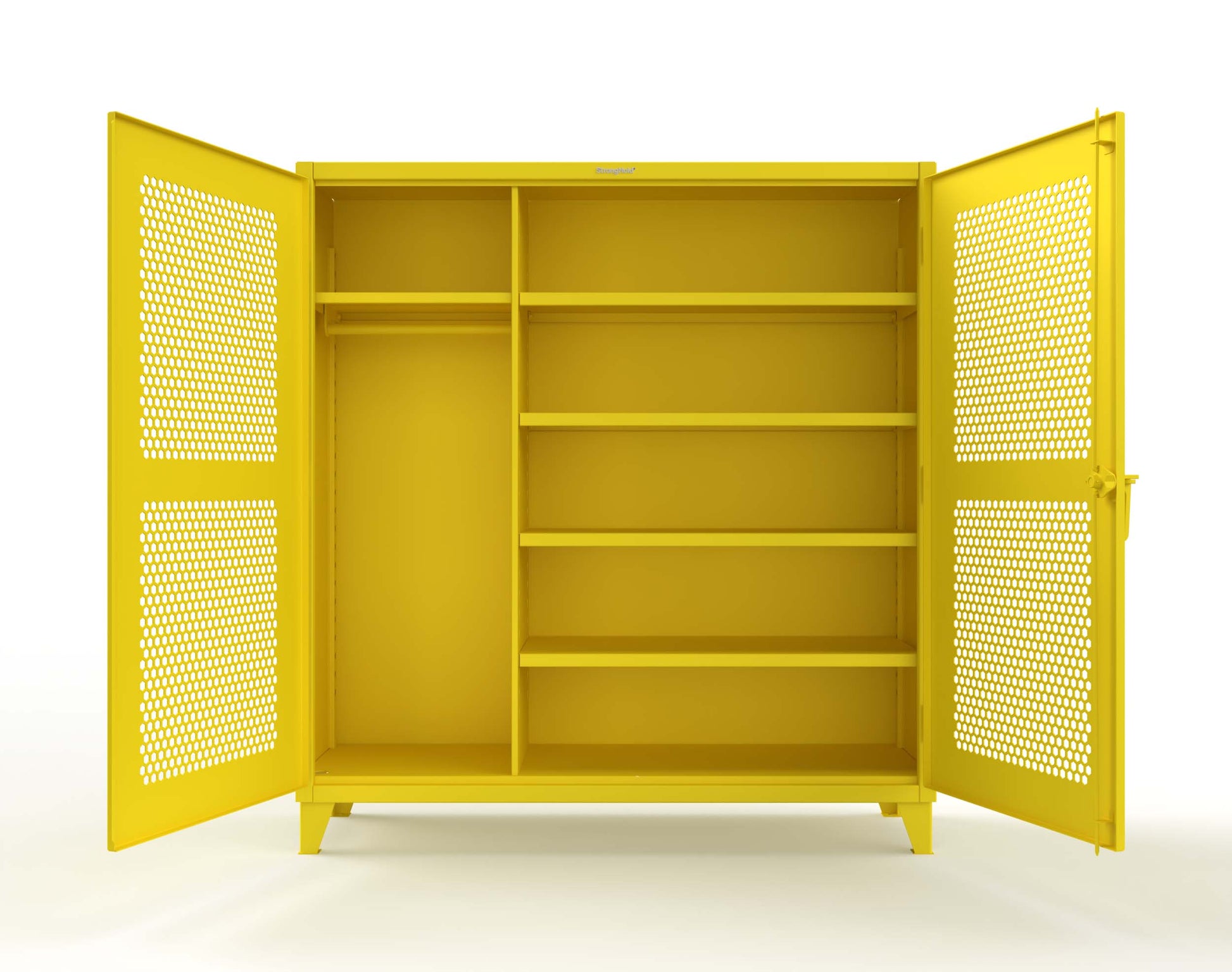 Extreme Duty 12 GA Ventilated (Hex) Uniform Cabinet with 5 Shelves - 72 In. W x 24 In. D x 78 In. H - 66-H-W-245-1021