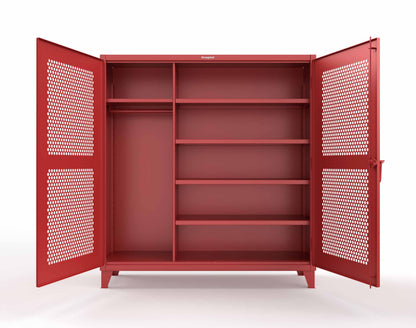 Extreme Duty 12 GA Ventilated (Hex) Uniform Cabinet with 5 Shelves - 72 In. W x 24 In. D x 78 In. H - 66-H-W-245-3001