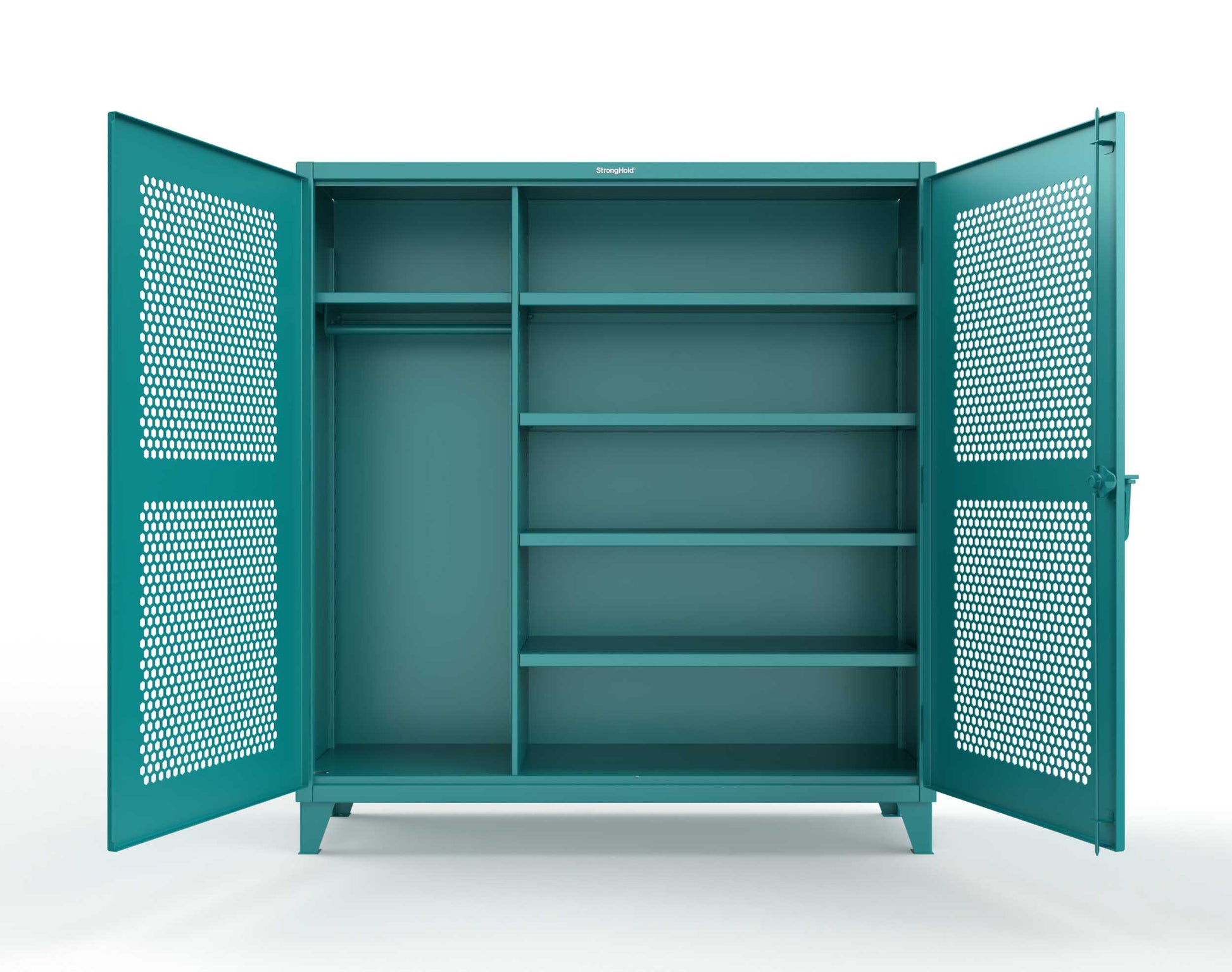 Extreme Duty 12 GA Ventilated (Hex) Uniform Cabinet with 5 Shelves - 72 In. W x 24 In. D x 78 In. H - 66-H-W-245-5021