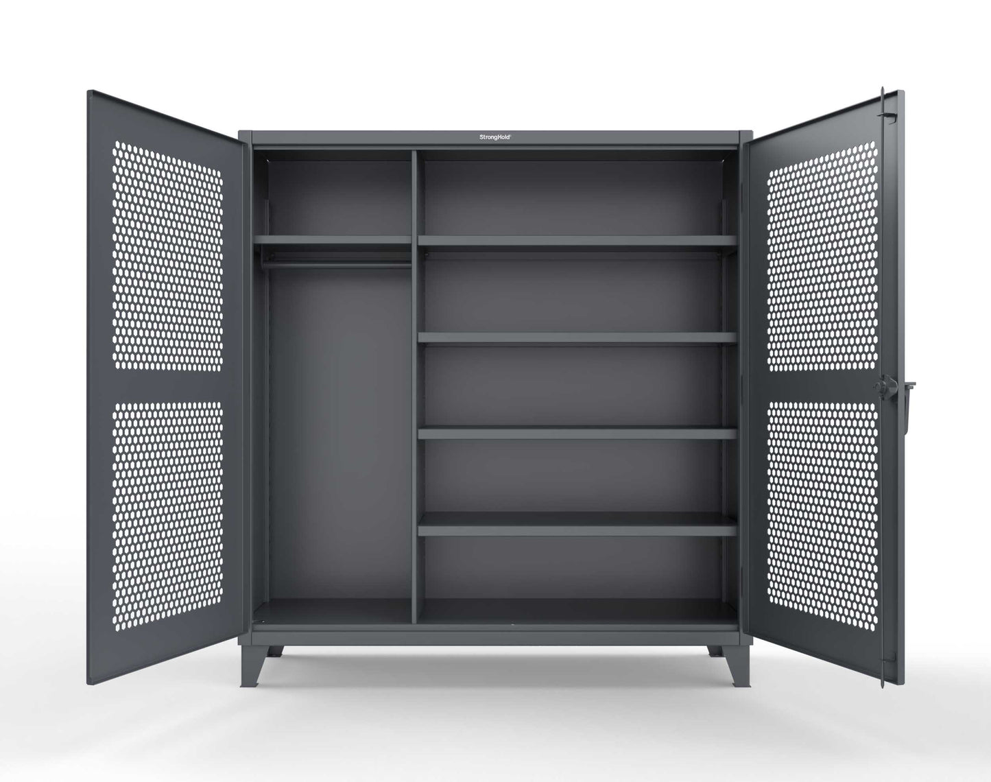 Extreme Duty 12 GA Ventilated (Hex) Uniform Cabinet with 5 Shelves - 72 In. W x 24 In. D x 78 In. H - 66-H-W-245-7024