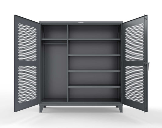 Extreme Duty 12 GA Ventilated (Hex) Uniform Cabinet with 5 Shelves - 72 In. W x 24 In. D x 78 In. H - 66-H-W-245-7024