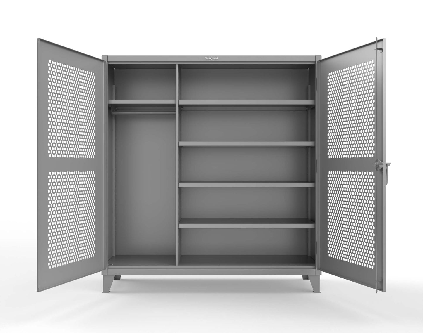 Extreme Duty 12 GA Ventilated (Hex) Uniform Cabinet with 5 Shelves - 72 In. W x 24 In. D x 78 In. H - 66-H-W-245-7037