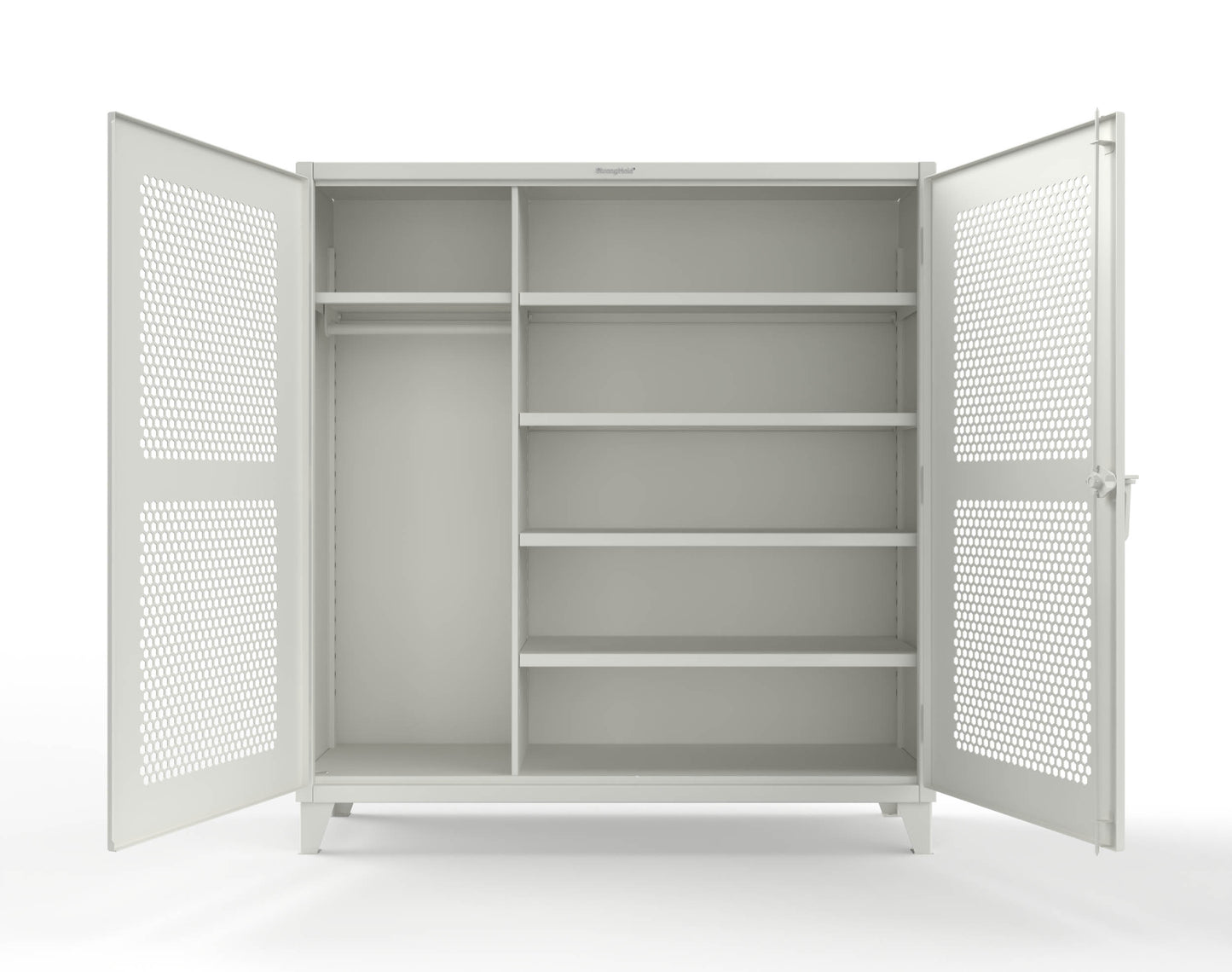 Extreme Duty 12 GA Ventilated (Hex) Uniform Cabinet with 5 Shelves - 72 In. W x 24 In. D x 78 In. H - 66-H-W-245-9003
