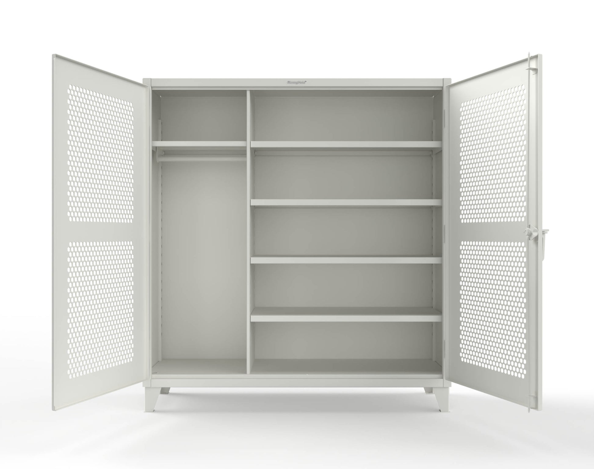 Extreme Duty 12 GA Ventilated (Hex) Uniform Cabinet with 5 Shelves - 72 In. W x 24 In. D x 78 In. H - 66-H-W-245-9003