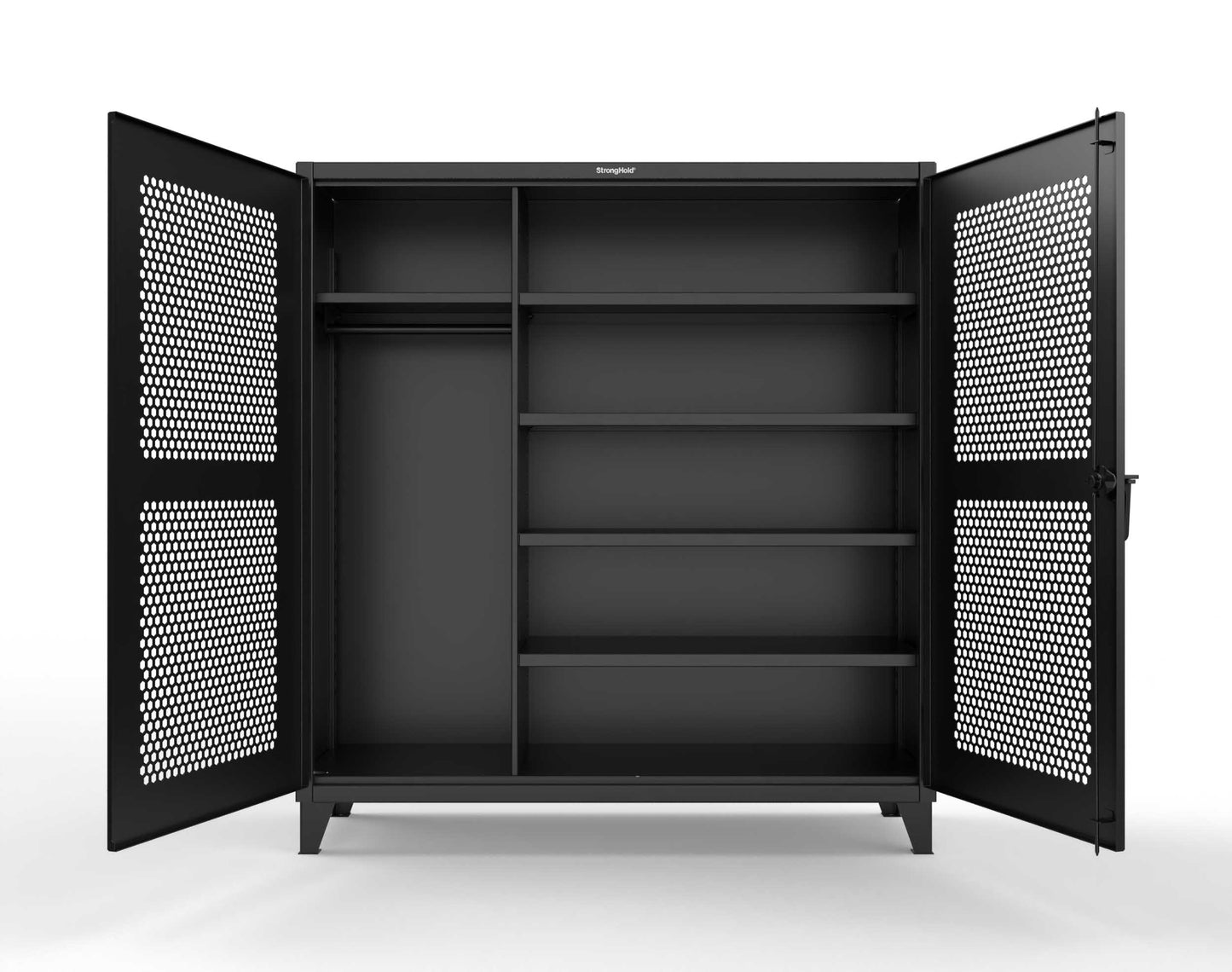 Extreme Duty 12 GA Ventilated (Hex) Uniform Cabinet with 5 Shelves - 72 In. W x 24 In. D x 78 In. H - 66-H-W-245-9005