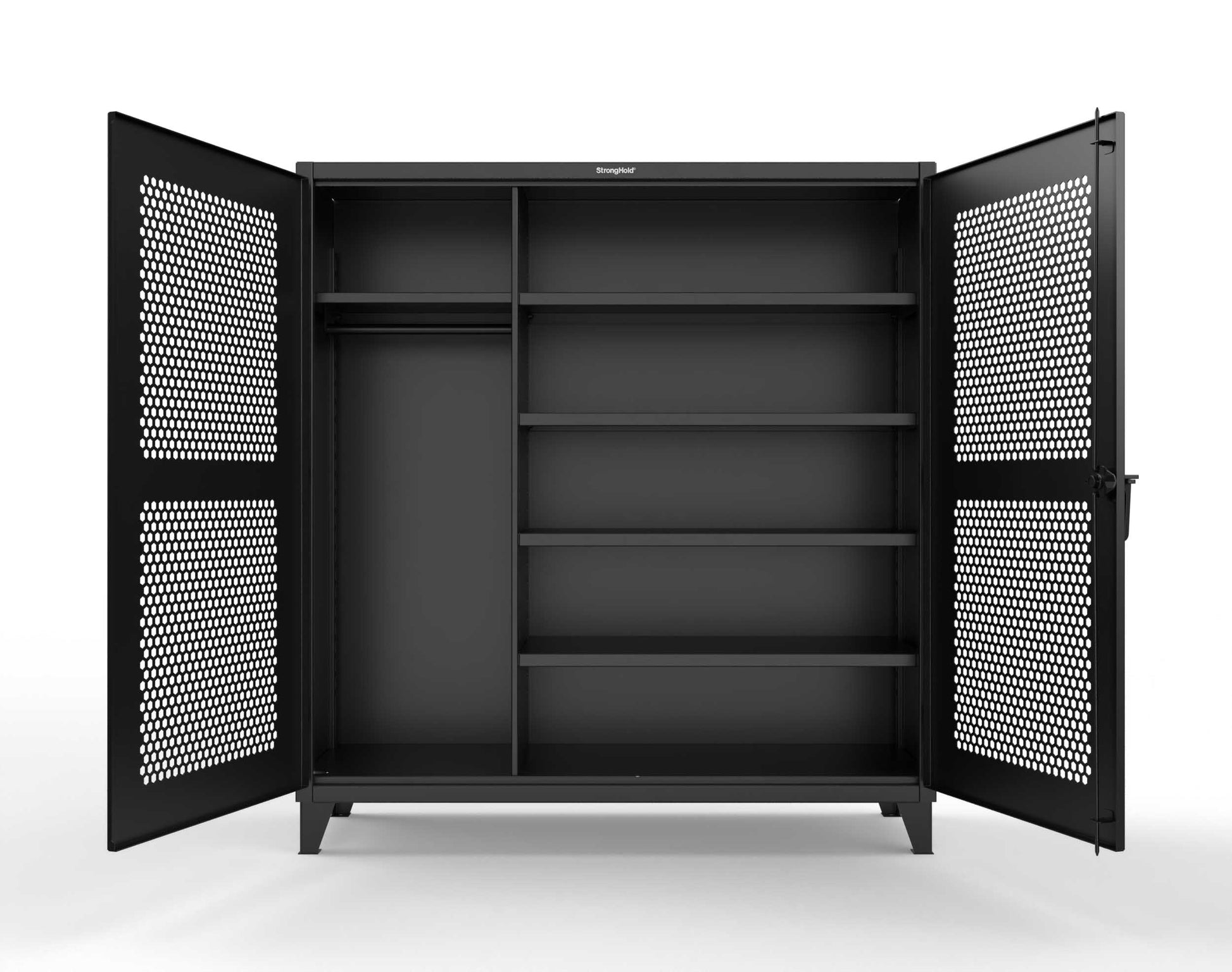 Extreme Duty 12 GA Ventilated (Hex) Uniform Cabinet with 5 Shelves - 72 In. W x 24 In. D x 78 In. H - 66-H-W-245-9005