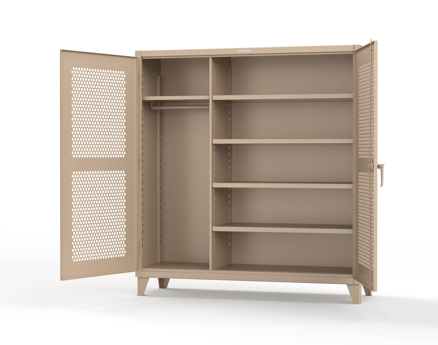 Extreme Duty 12 GA Ventilated (Hex) Uniform Cabinet with 5 Shelves - 72 In. W x 24 In. D x 78 In. H - 66-H-W-245-1019