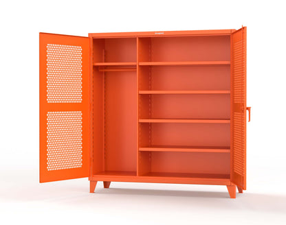 Extreme Duty 12 GA Ventilated (Hex) Uniform Cabinet with 5 Shelves - 72 In. W x 24 In. D x 78 In. H - 66-H-W-245-2009