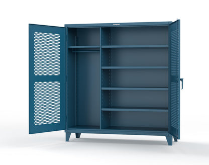 Extreme Duty 12 GA Ventilated (Hex) Uniform Cabinet with 5 Shelves - 72 In. W x 24 In. D x 78 In. H - 66-H-W-245-5001