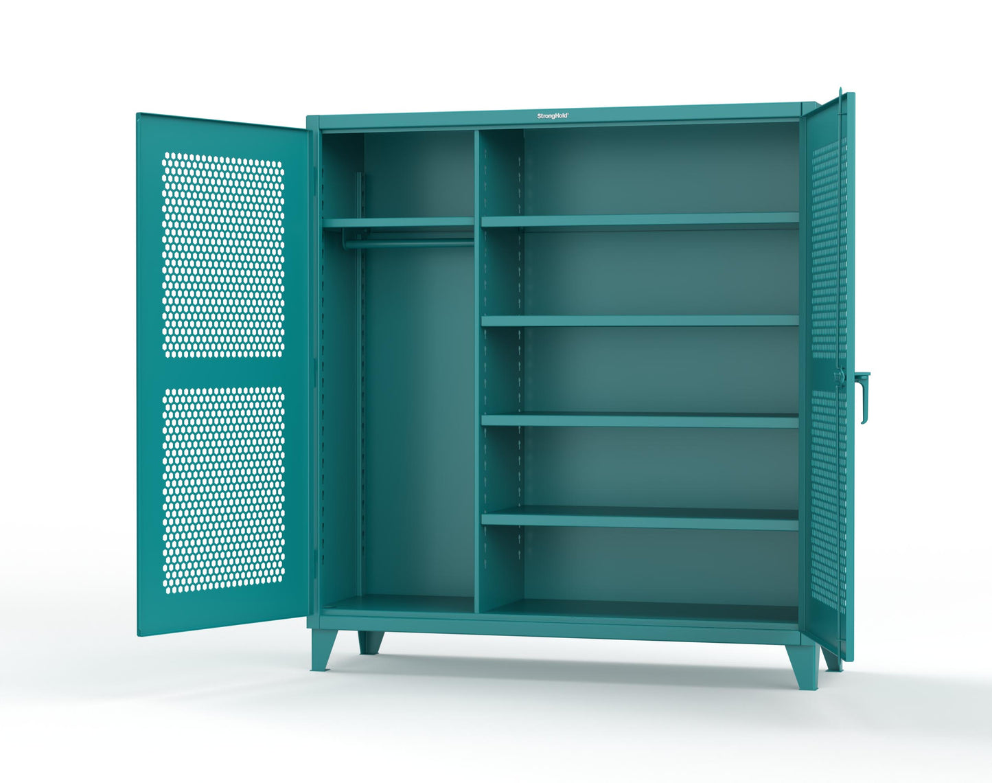 Extreme Duty 12 GA Ventilated (Hex) Uniform Cabinet with 5 Shelves - 72 In. W x 24 In. D x 78 In. H - 66-H-W-245-5021