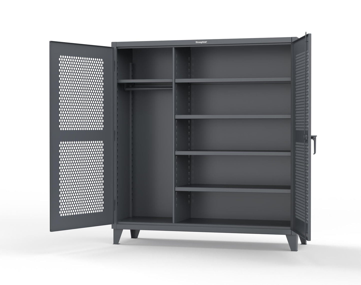 Extreme Duty 12 GA Ventilated (Hex) Uniform Cabinet with 5 Shelves - 72 In. W x 24 In. D x 78 In. H - 66-H-W-245-7024