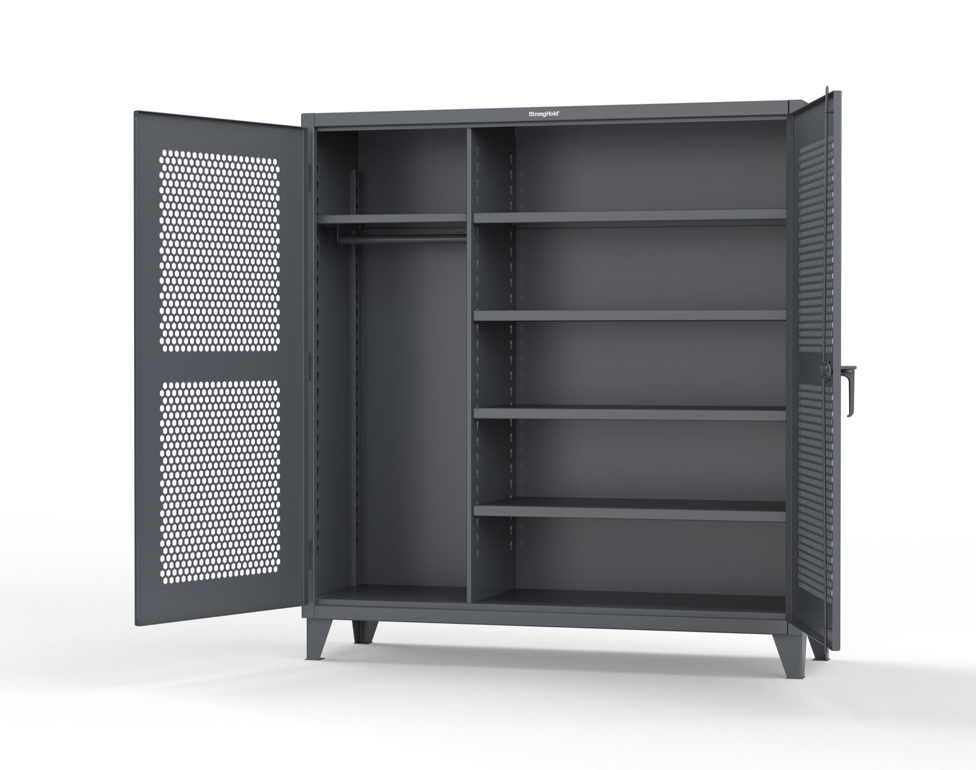 Extreme Duty 12 GA Ventilated (Hex) Uniform Cabinet with 5 Shelves - 72 In. W x 24 In. D x 78 In. H - 66-H-W-245-7024