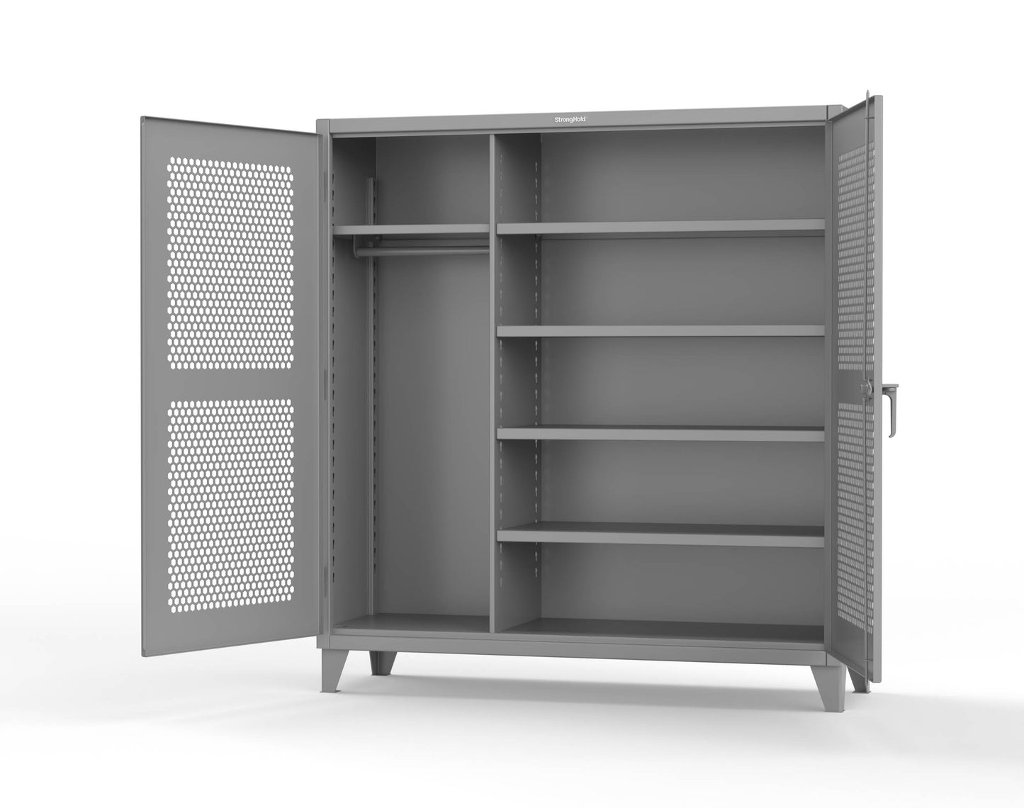 Extreme Duty 12 GA Ventilated (Hex) Uniform Cabinet with 5 Shelves - 72 In. W x 24 In. D x 78 In. H - 66-H-W-245-7037