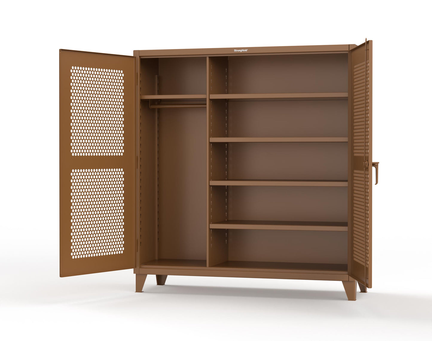 Extreme Duty 12 GA Ventilated (Hex) Uniform Cabinet with 5 Shelves - 72 In. W x 24 In. D x 78 In. H - 66-H-W-245-8008