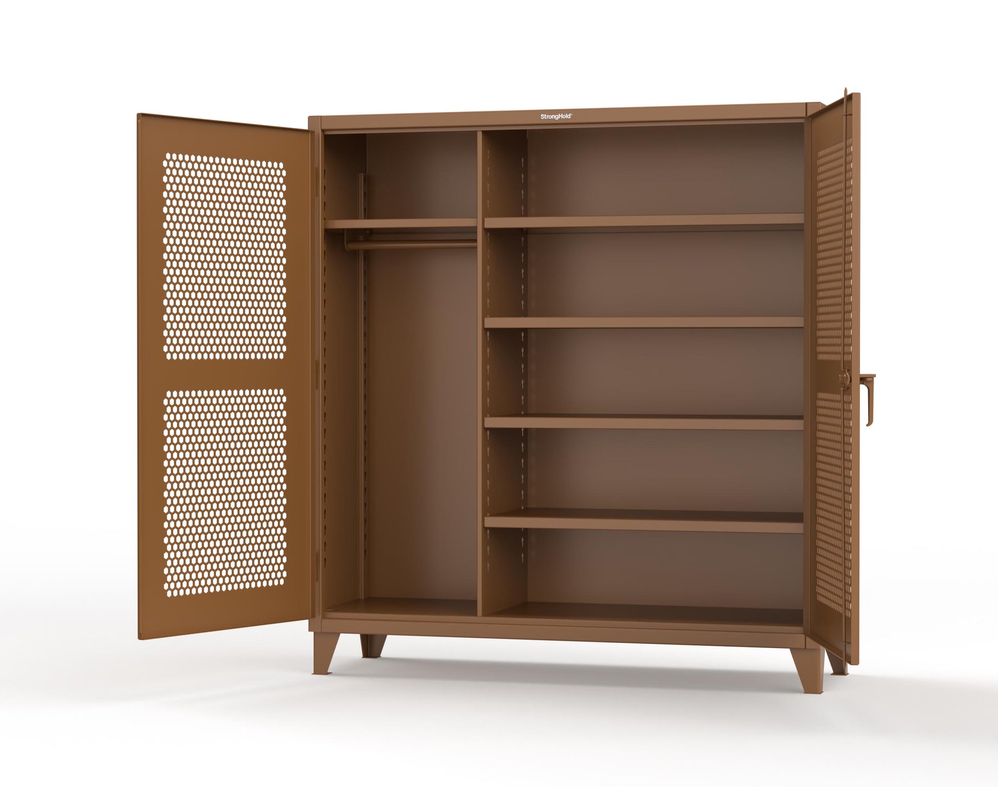 Extreme Duty 12 GA Ventilated (Hex) Uniform Cabinet with 5 Shelves - 72 In. W x 24 In. D x 78 In. H - 66-H-W-245-8008