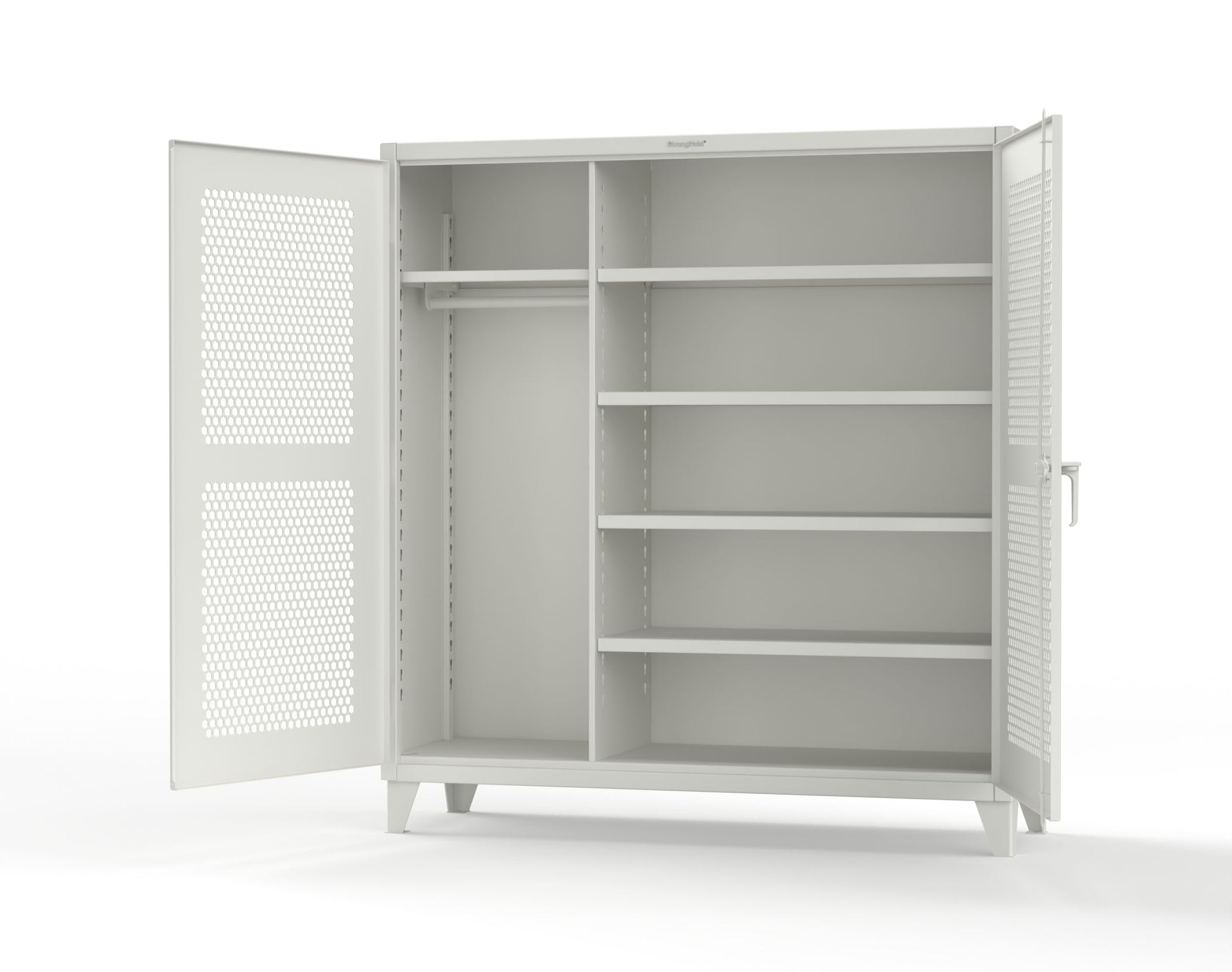 Extreme Duty 12 GA Ventilated (Hex) Uniform Cabinet with 5 Shelves - 72 In. W x 24 In. D x 78 In. H - 66-H-W-245-9003