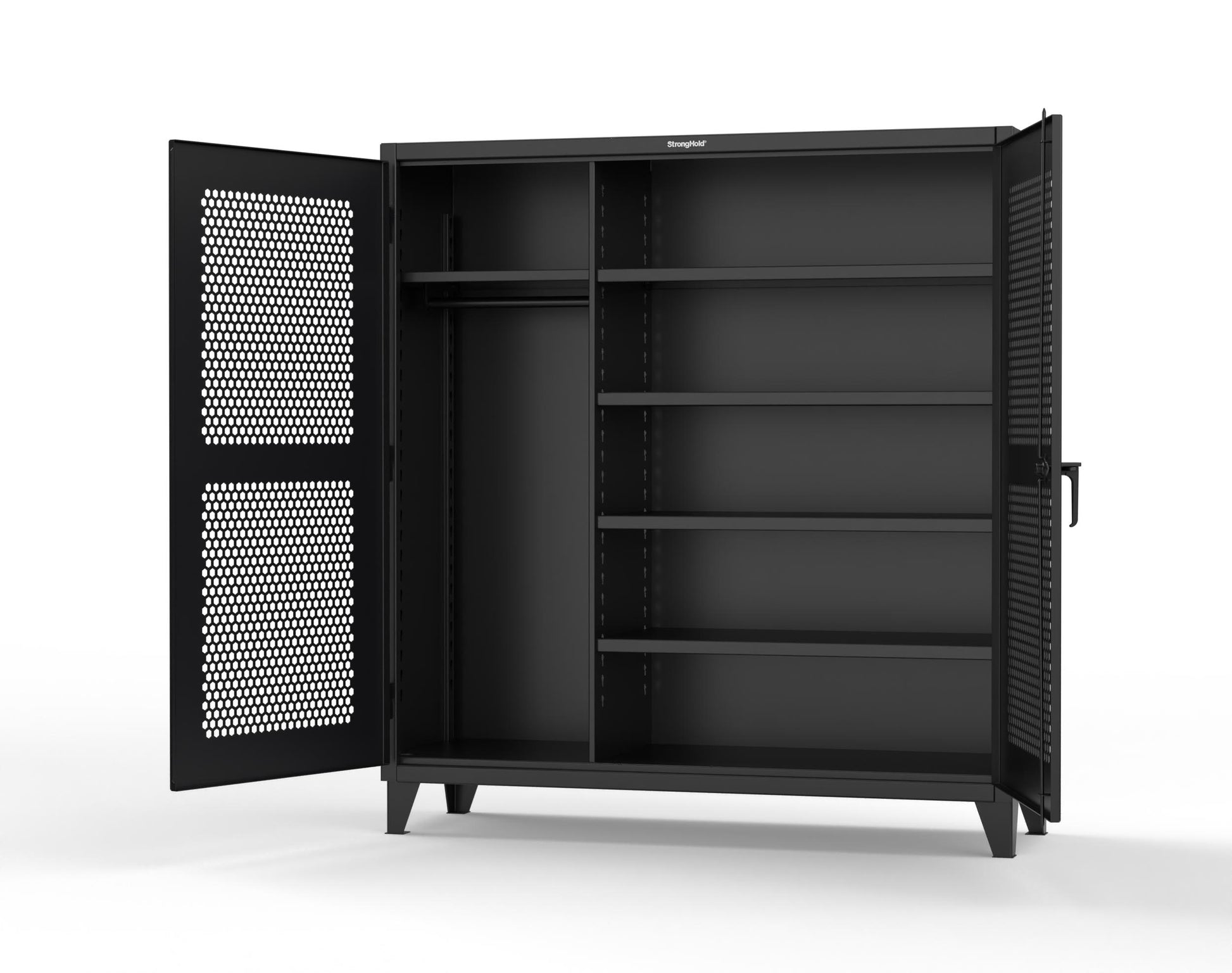 Extreme Duty 12 GA Ventilated (Hex) Uniform Cabinet with 5 Shelves - 72 In. W x 24 In. D x 78 In. H - 66-H-W-245-9005