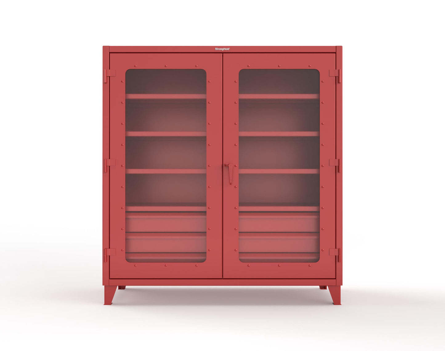 Extreme Duty 12 GA Clear View Cabinet with 6 Half-Width Drawers, 4 Shelves - 72 In. W x 24 In. D x 78 In. H - 66-LD-244-6/5DB-3001