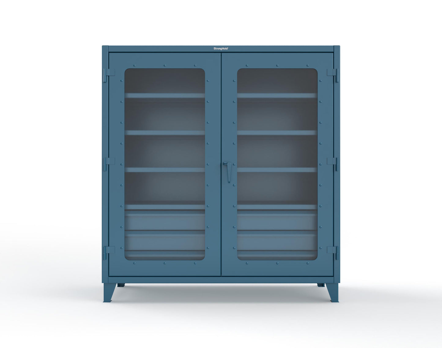 Extreme Duty 12 GA Clear View Cabinet with 6 Half-Width Drawers, 4 Shelves - 72 In. W x 24 In. D x 78 In. H - 66-LD-244-6/5DB-5001