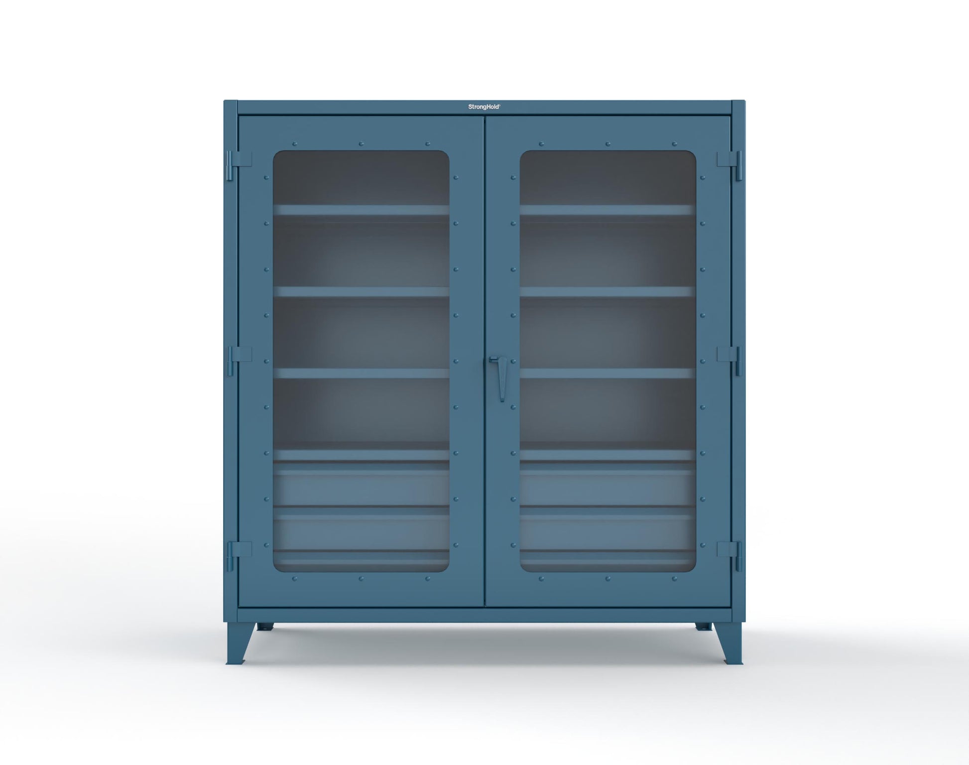 Extreme Duty 12 GA Clear View Cabinet with 6 Half-Width Drawers, 4 Shelves - 72 In. W x 24 In. D x 78 In. H - 66-LD-244-6/5DB-5001