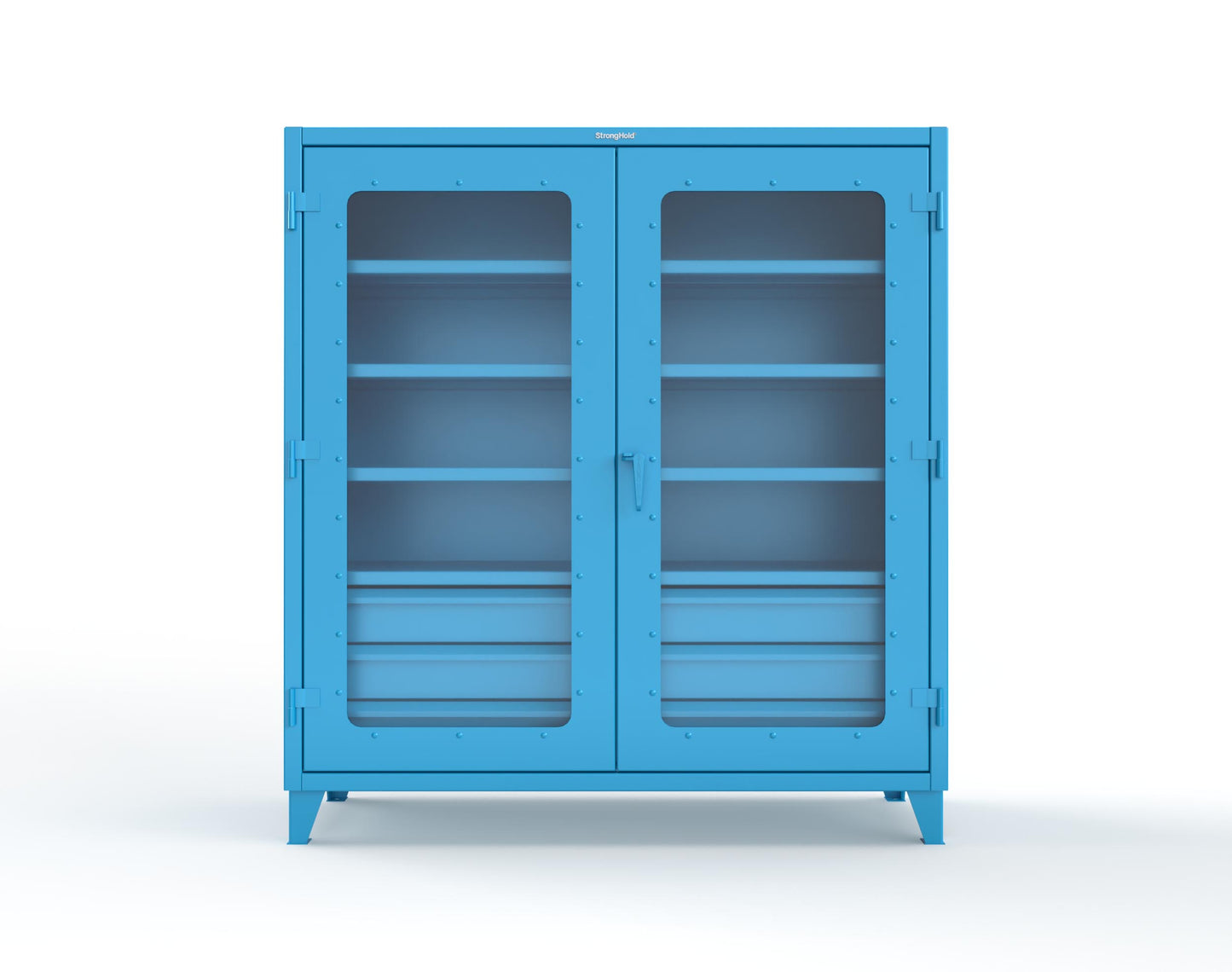 Extreme Duty 12 GA Clear View Cabinet with 6 Half-Width Drawers, 4 Shelves - 72 In. W x 24 In. D x 78 In. H - 66-LD-244-6/5DB-5012