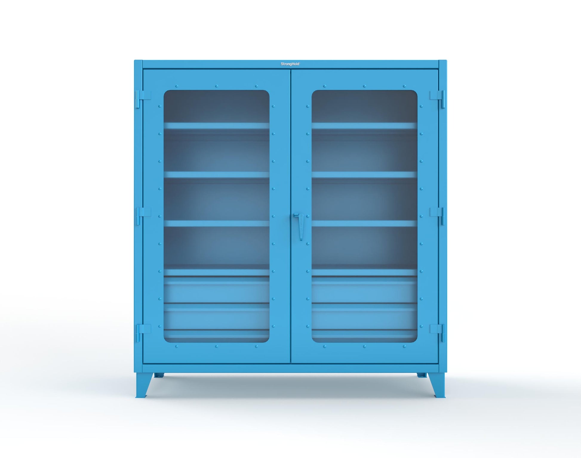 Extreme Duty 12 GA Clear View Cabinet with 6 Half-Width Drawers, 4 Shelves - 72 In. W x 24 In. D x 78 In. H - 66-LD-244-6/5DB-5012