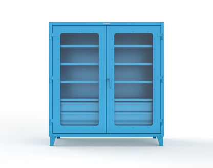Extreme Duty 12 GA Clear View Cabinet with 6 Half-Width Drawers, 4 Shelves - 72 In. W x 24 In. D x 78 In. H - 66-LD-244-6/5DB-5012