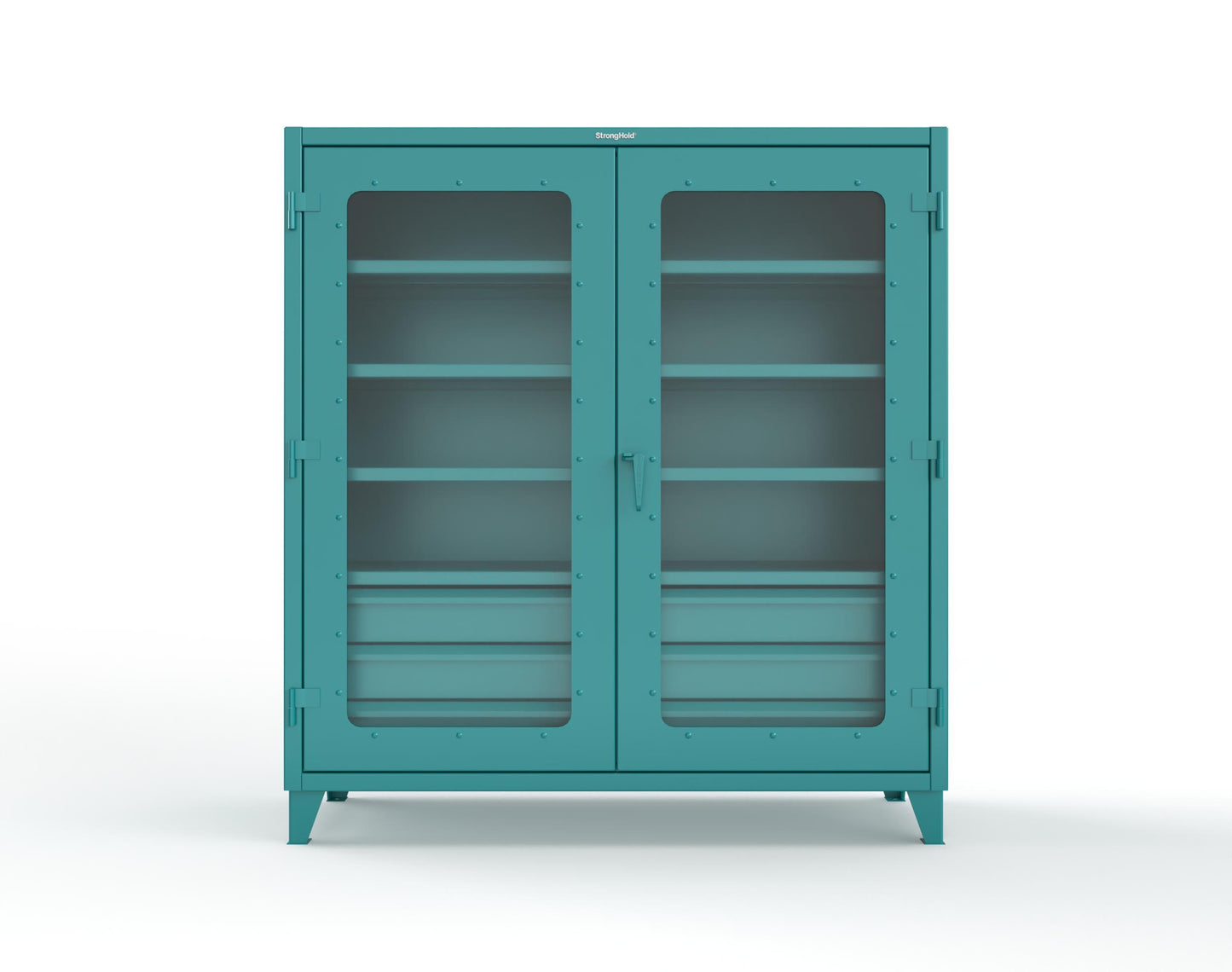 Extreme Duty 12 GA Clear View Cabinet with 6 Half-Width Drawers, 4 Shelves - 72 In. W x 24 In. D x 78 In. H - 66-LD-244-6/5DB-5021