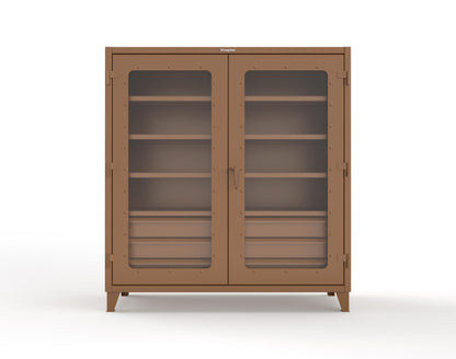 Extreme Duty 12 GA Clear View Cabinet with 6 Half-Width Drawers, 4 Shelves - 72 In. W x 24 In. D x 78 In. H - 66-LD-244-6/5DB-8008