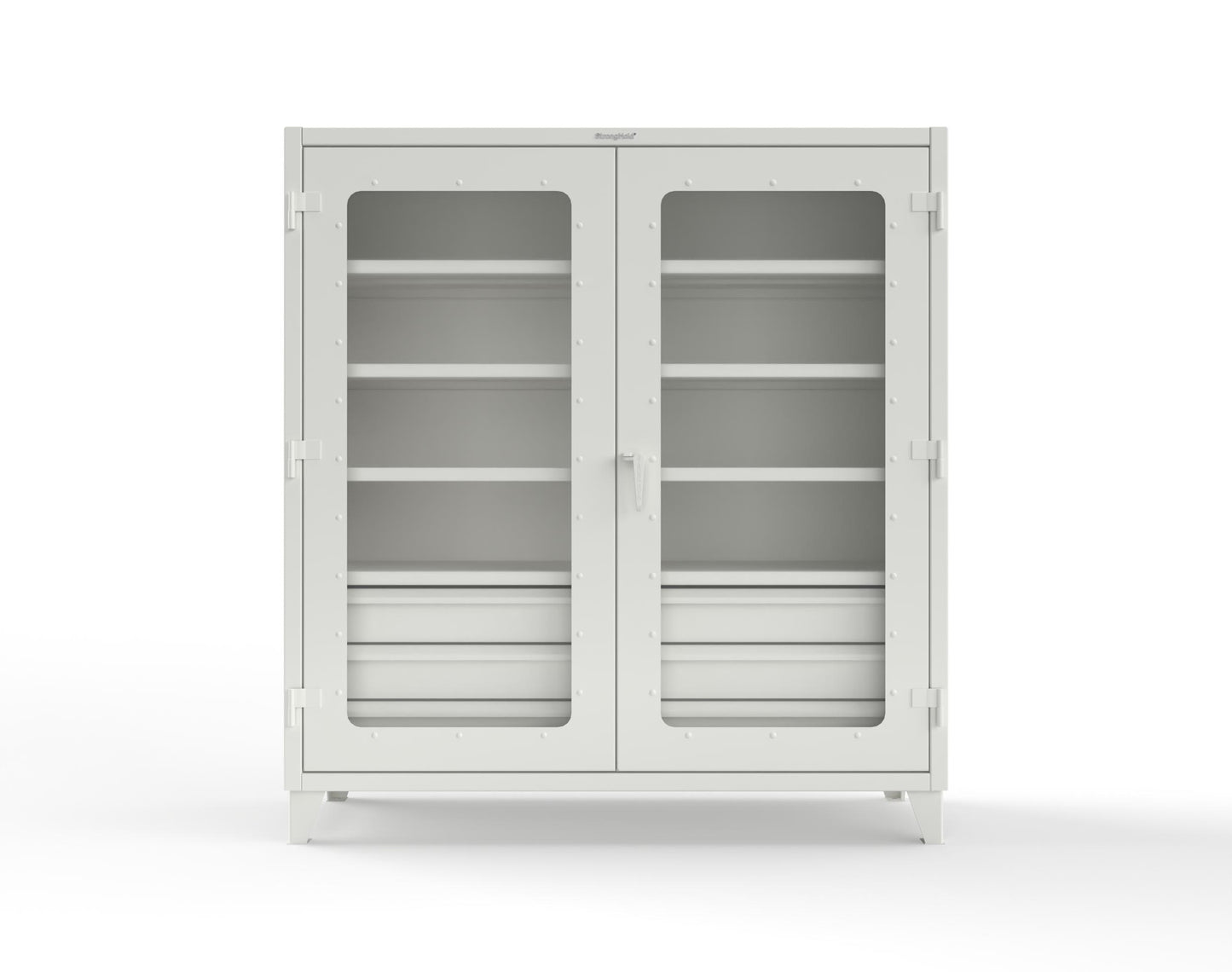 Extreme Duty 12 GA Clear View Cabinet with 6 Half-Width Drawers, 4 Shelves - 72 In. W x 24 In. D x 78 In. H - 66-LD-244-6/5DB-9003