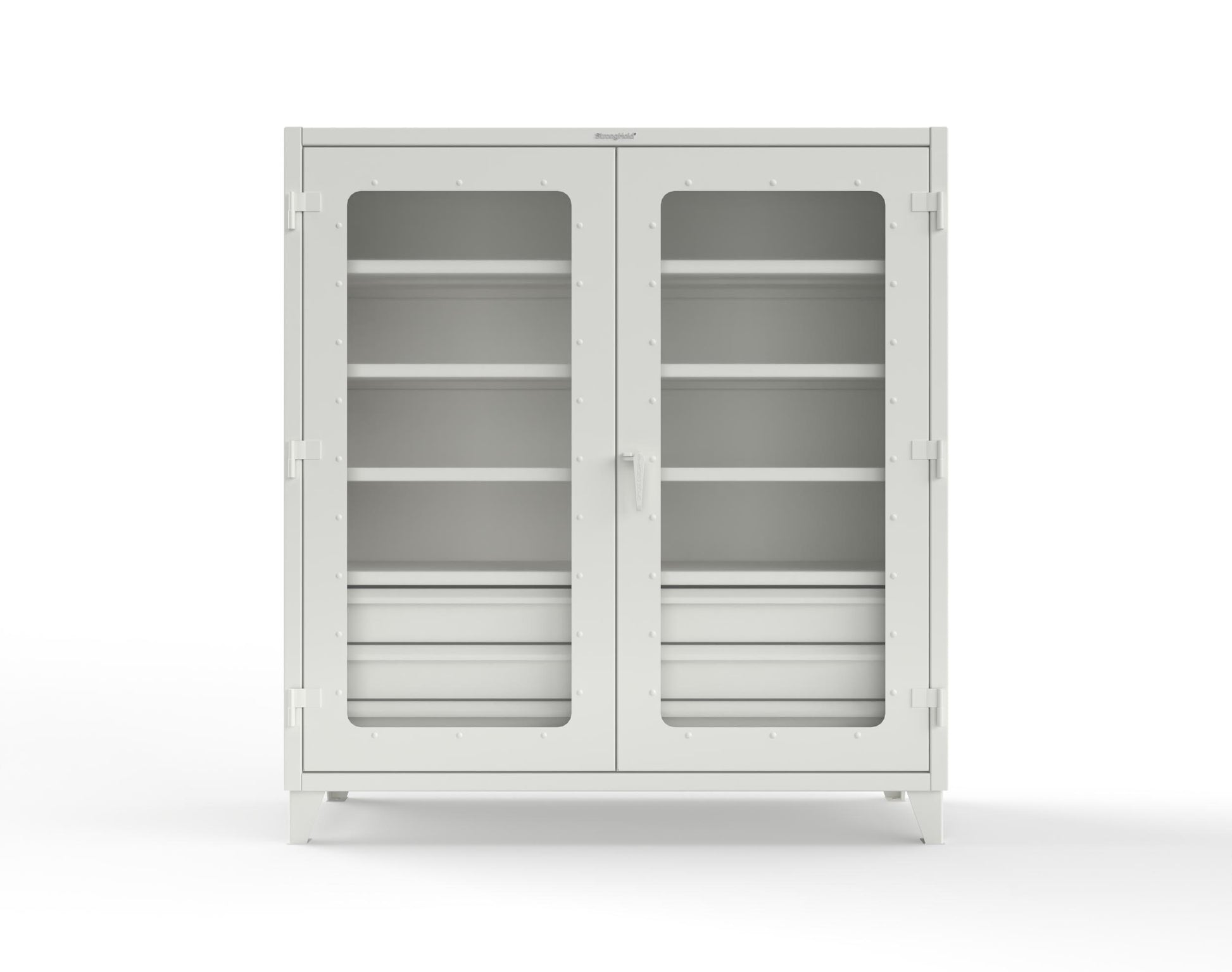Extreme Duty 12 GA Clear View Cabinet with 6 Half-Width Drawers, 4 Shelves - 72 In. W x 24 In. D x 78 In. H - 66-LD-244-6/5DB-9003